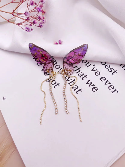 1 Pair Simple Style Butterfly Epoxy Chain Women'S Drop Earrings