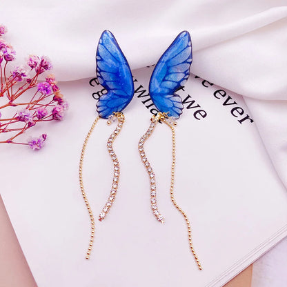 1 Pair Simple Style Butterfly Epoxy Chain Women'S Drop Earrings