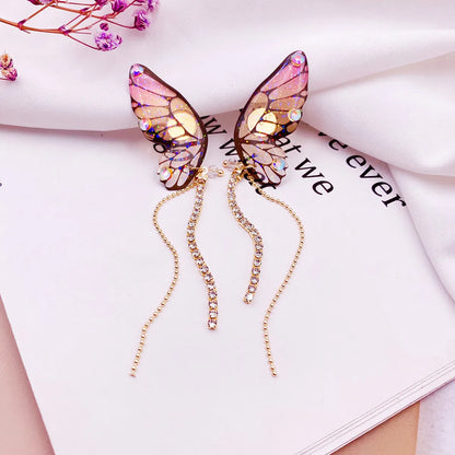 1 Pair Simple Style Butterfly Epoxy Chain Women'S Drop Earrings