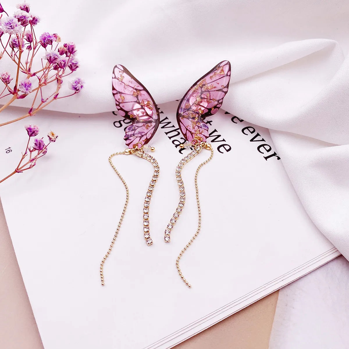 1 Pair Simple Style Butterfly Epoxy Chain Women'S Drop Earrings