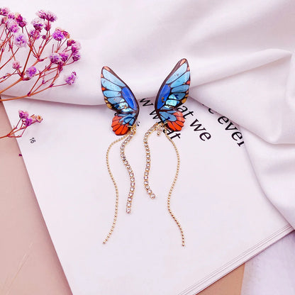 1 Pair Simple Style Butterfly Epoxy Chain Women'S Drop Earrings