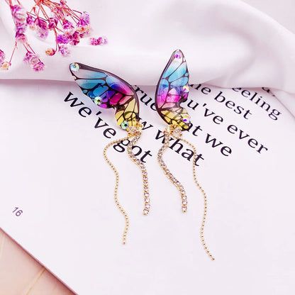 1 Pair Simple Style Butterfly Epoxy Chain Women'S Drop Earrings