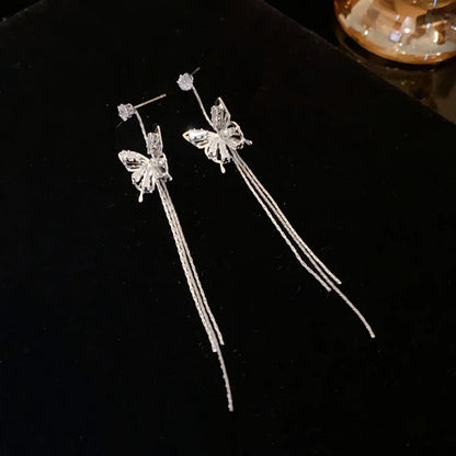 1 Pair Simple Style Butterfly Inlay Alloy Zircon Drop Earrings