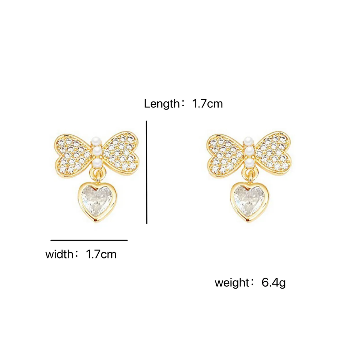 1 Pair Simple Style Butterfly Inlay Copper Zircon Drop Earrings