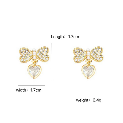 1 Pair Simple Style Butterfly Inlay Copper Zircon Drop Earrings