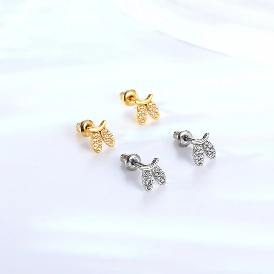 1 Pair Simple Style Butterfly Inlay Titanium Steel Rhinestones Ear Studs