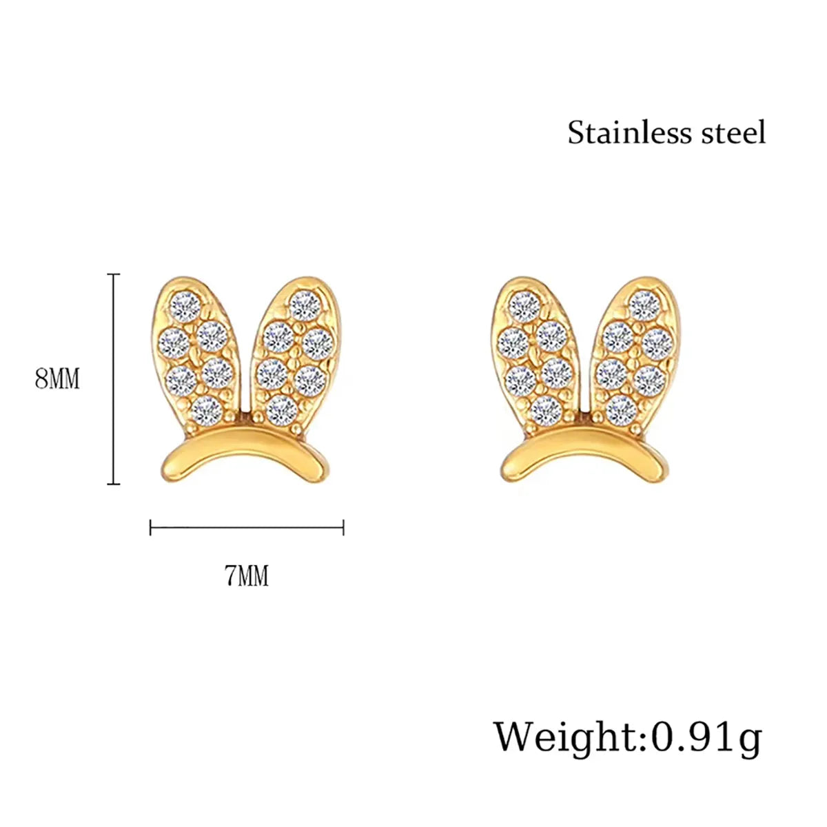 1 Pair Simple Style Butterfly Inlay Titanium Steel Rhinestones Ear Studs