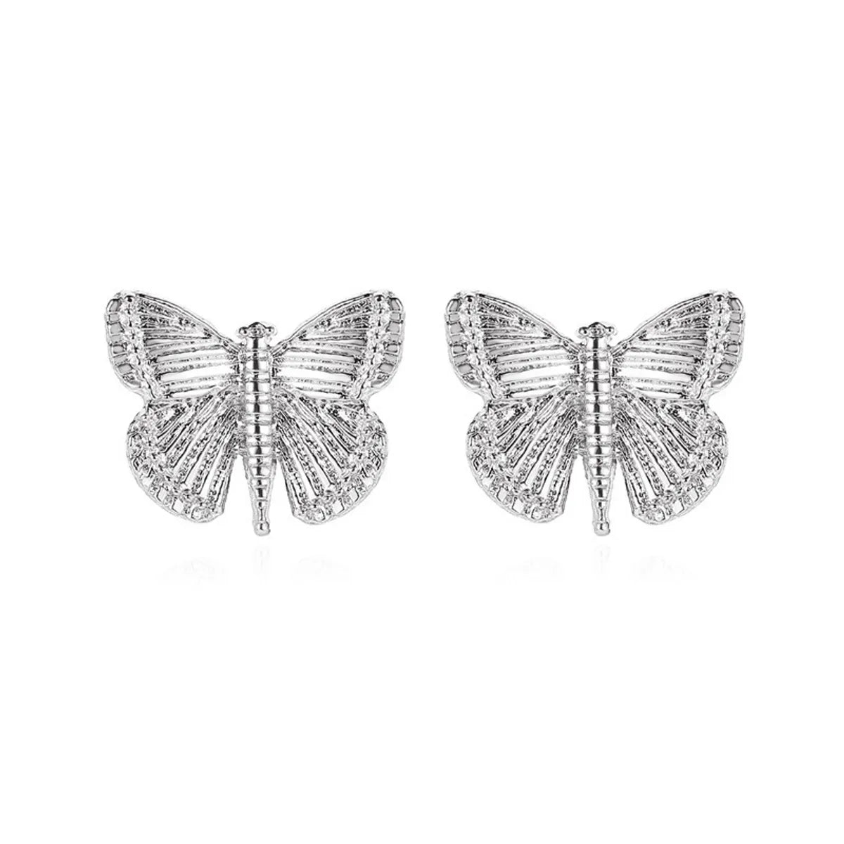 1 Pair Simple Style Butterfly Plating Inlay Alloy Rhinestones Ear Studs