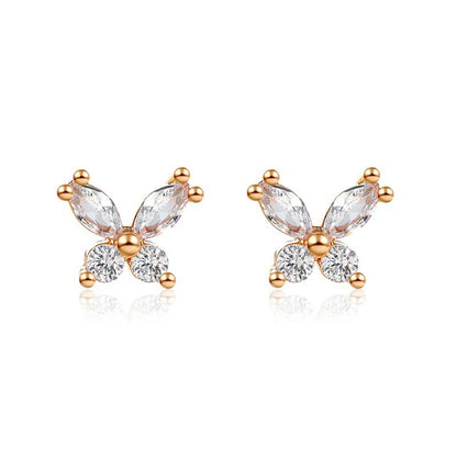 1 Pair Simple Style Butterfly Plating Inlay Alloy Rhinestones Ear Studs