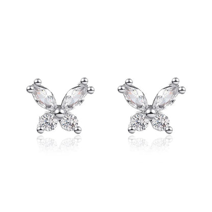 1 Pair Simple Style Butterfly Plating Inlay Alloy Rhinestones Ear Studs