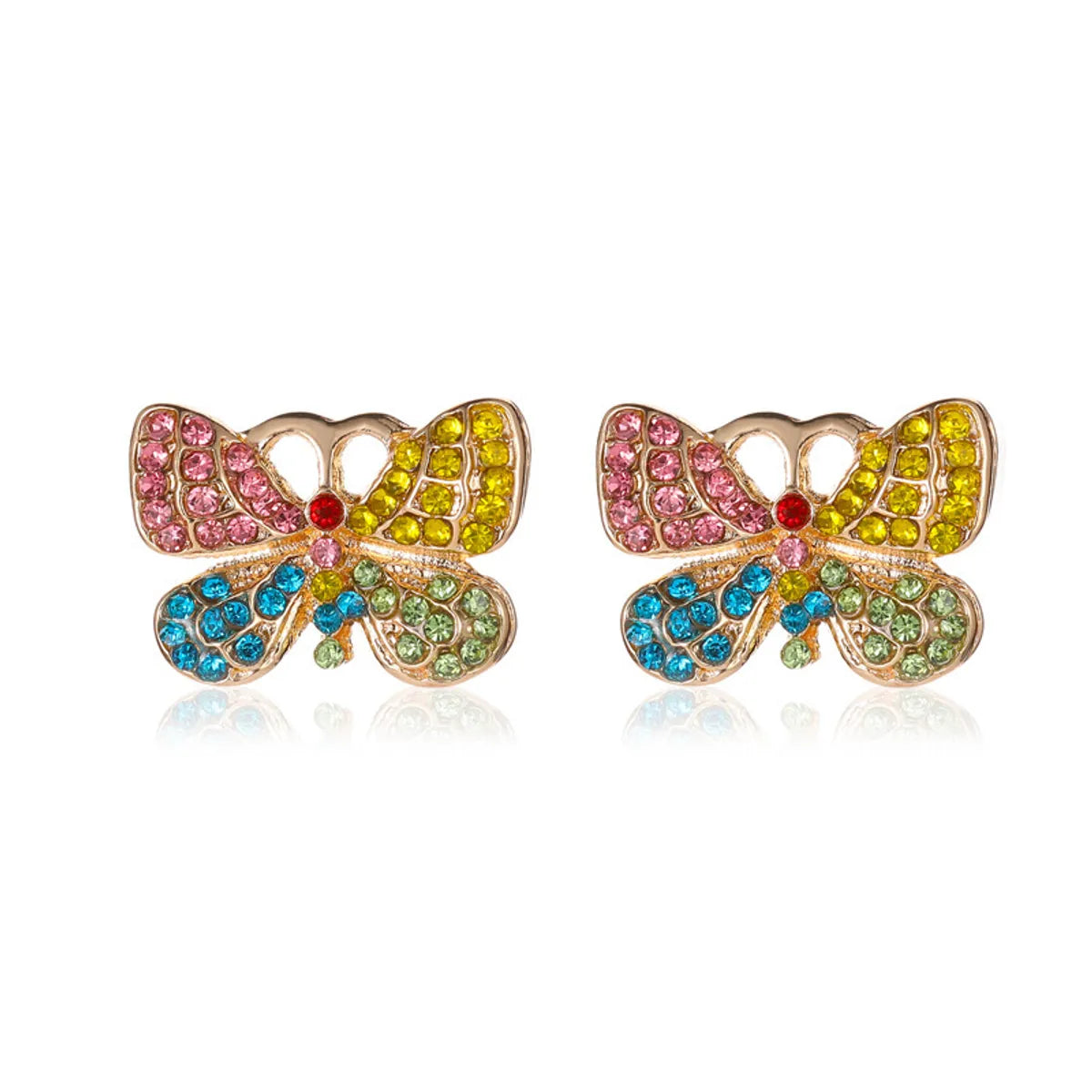 1 Pair Simple Style Butterfly Plating Inlay Alloy Rhinestones Ear Studs