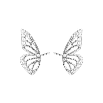 1 Pair Simple Style Butterfly Plating Inlay Alloy Rhinestones Ear Studs