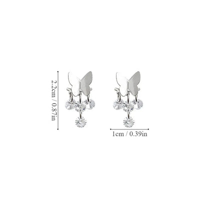 1 Pair Simple Style Butterfly Plating Inlay Copper Zircon Silver Plated Ear Studs