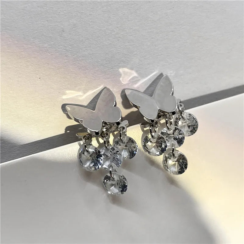 1 Pair Simple Style Butterfly Plating Inlay Copper Zircon Silver Plated Ear Studs