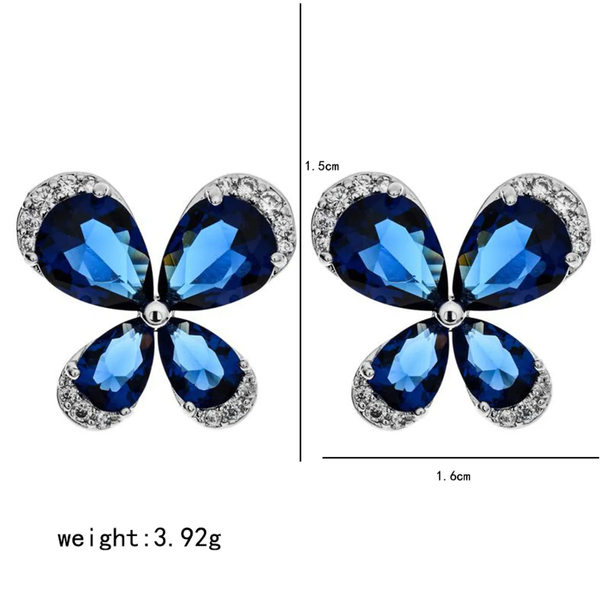 1 Pair Simple Style Butterfly Plating Inlay Copper Zircon White Gold Plated Ear Studs