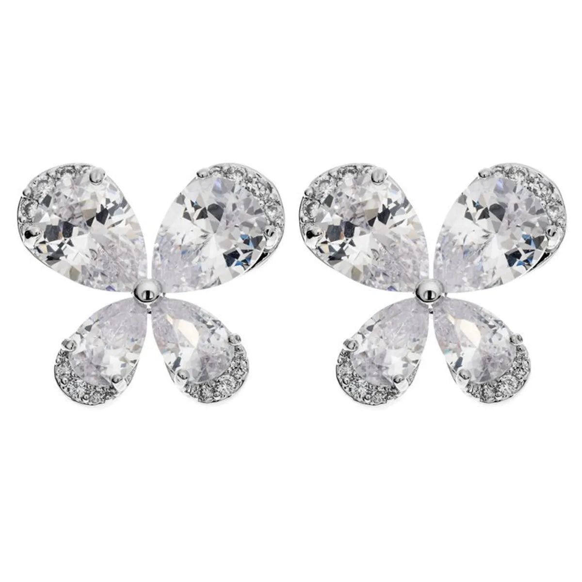 1 Pair Simple Style Butterfly Plating Inlay Copper Zircon White Gold Plated Ear Studs