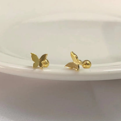 1 Pair Simple Style Butterfly Plating Inlay Sterling Silver Zircon Ear Studs