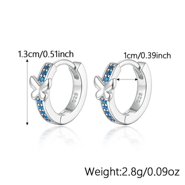 1 Pair Simple Style Butterfly Plating Inlay Sterling Silver Zircon White Gold Plated Earrings