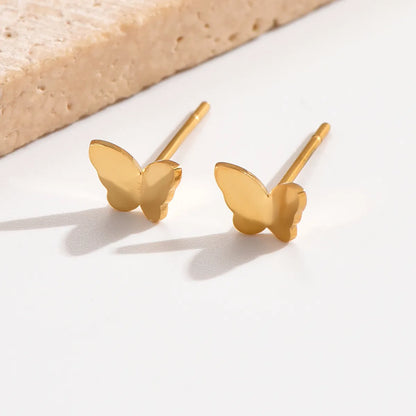 1 Pair Simple Style Butterfly Plating Stainless Steel 14k Gold Plated Ear Studs