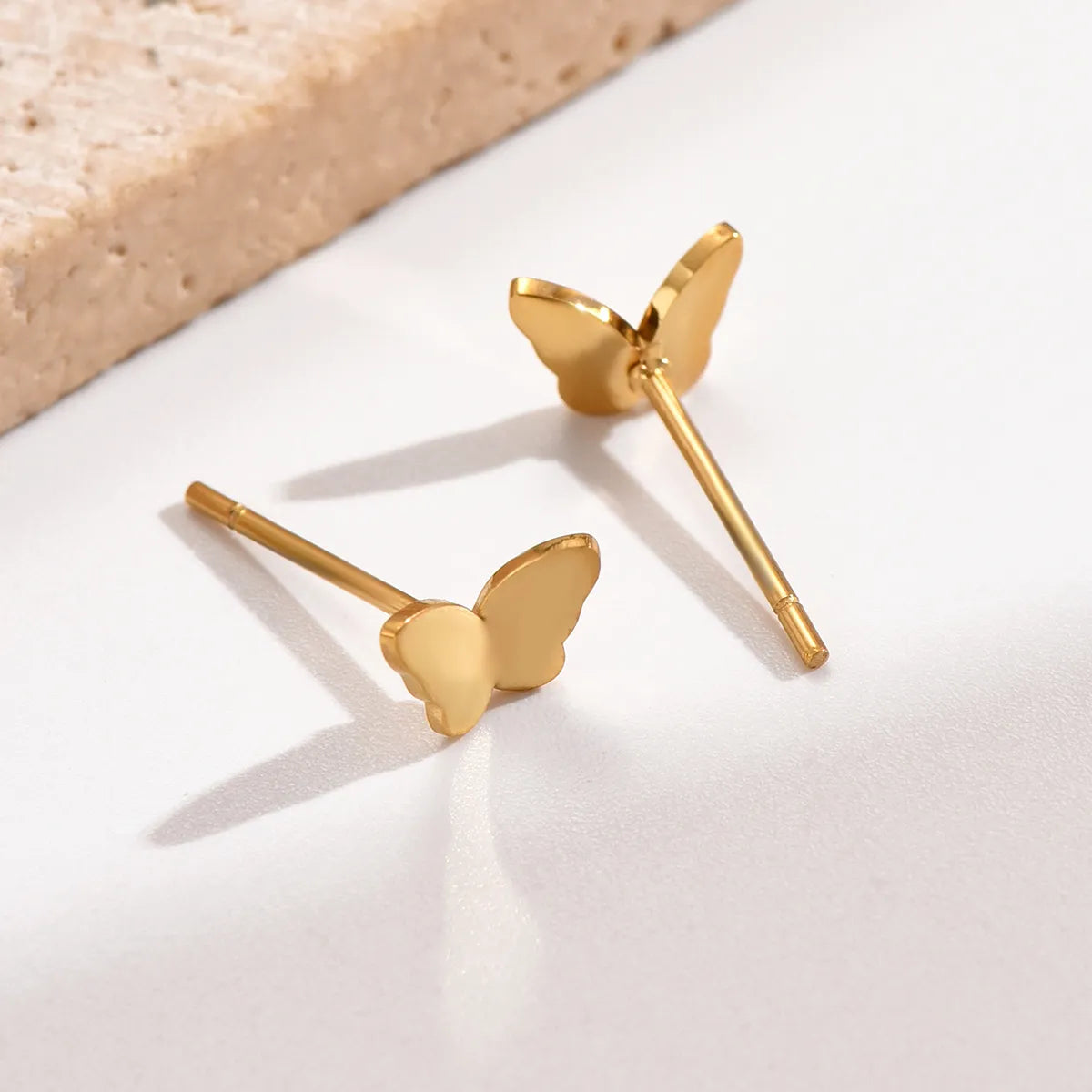 1 Pair Simple Style Butterfly Plating Stainless Steel 14k Gold Plated Ear Studs