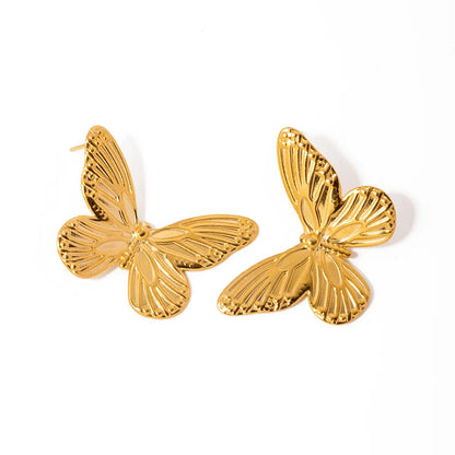 1 Pair Simple Style Butterfly Plating Stainless Steel 18k Gold Plated Ear Studs