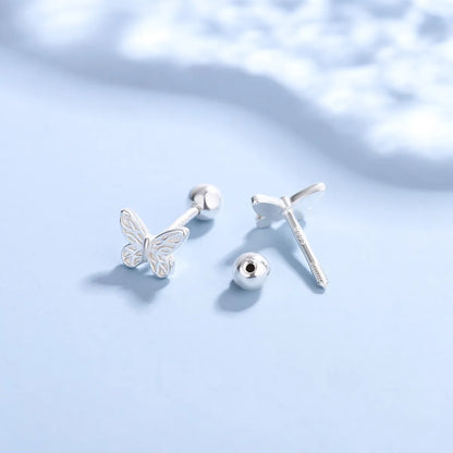 1 Pair Simple Style Butterfly Plating Sterling Silver Ear Studs