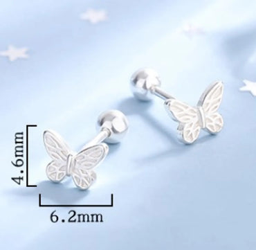 1 Pair Simple Style Butterfly Plating Sterling Silver Ear Studs