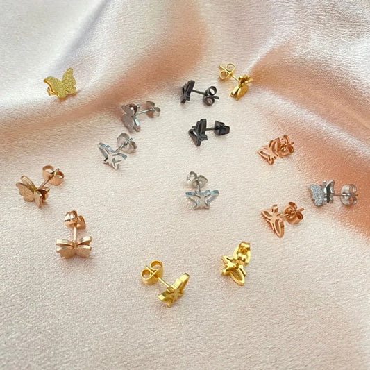 1 Pair Simple Style Butterfly Stainless Steel Plating Ear Studs