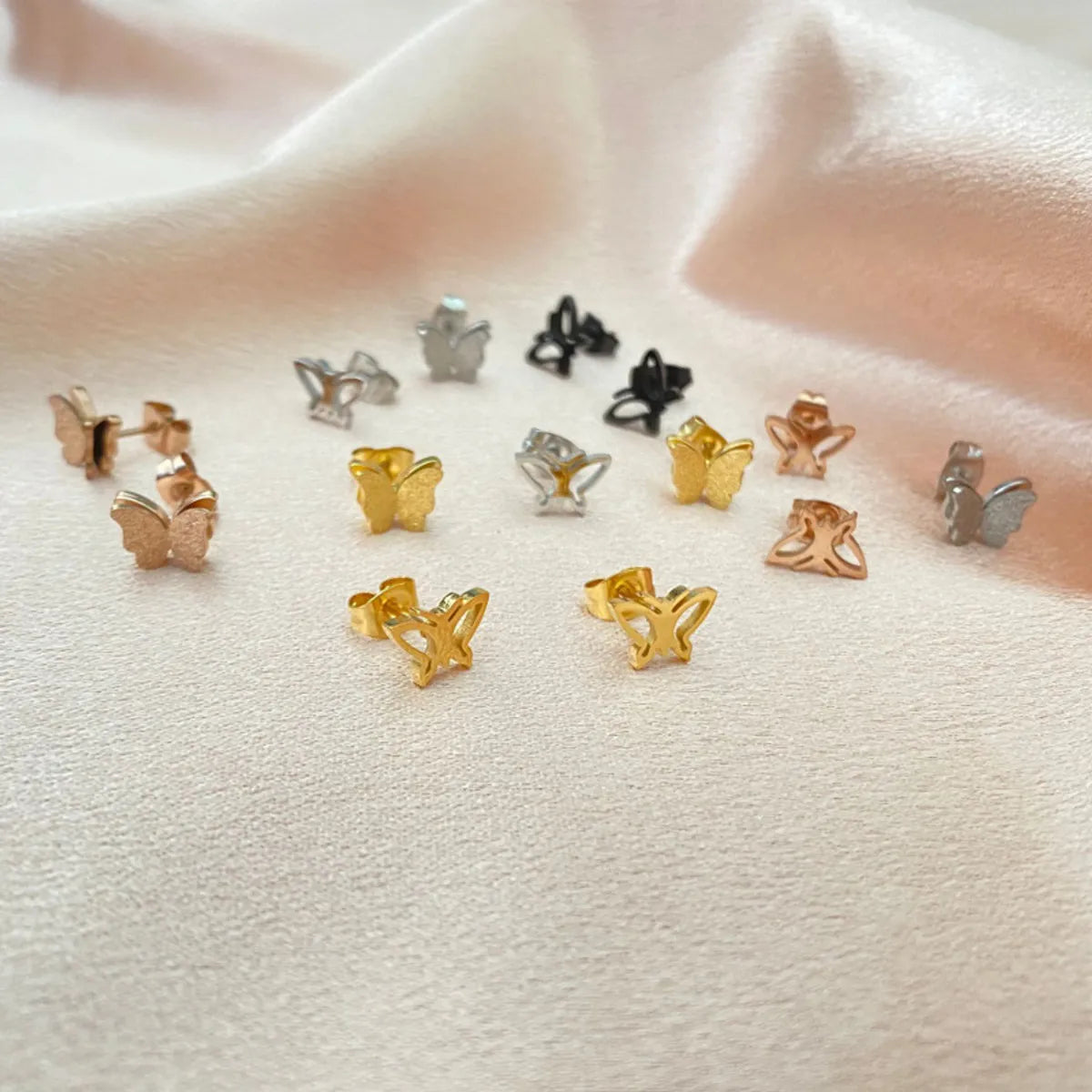 1 Pair Simple Style Butterfly Stainless Steel Plating Ear Studs