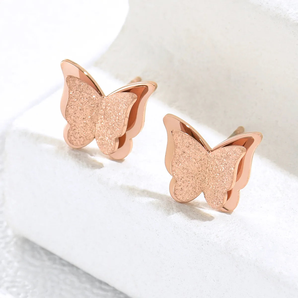 1 Pair Simple Style Butterfly Stainless Steel Plating Ear Studs