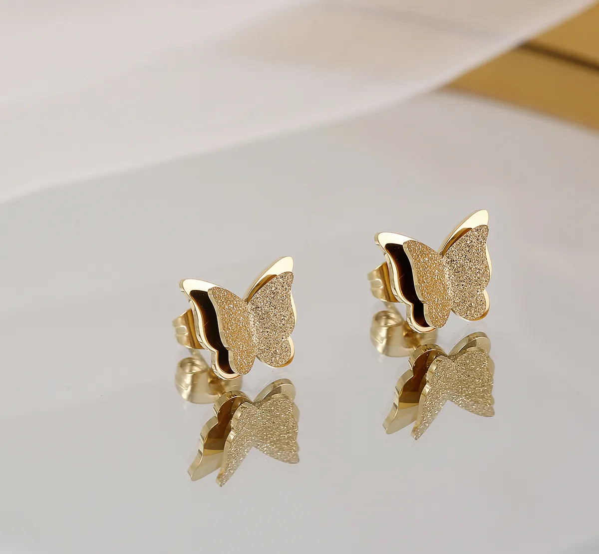 1 Pair Simple Style Butterfly Stainless Steel Plating Ear Studs