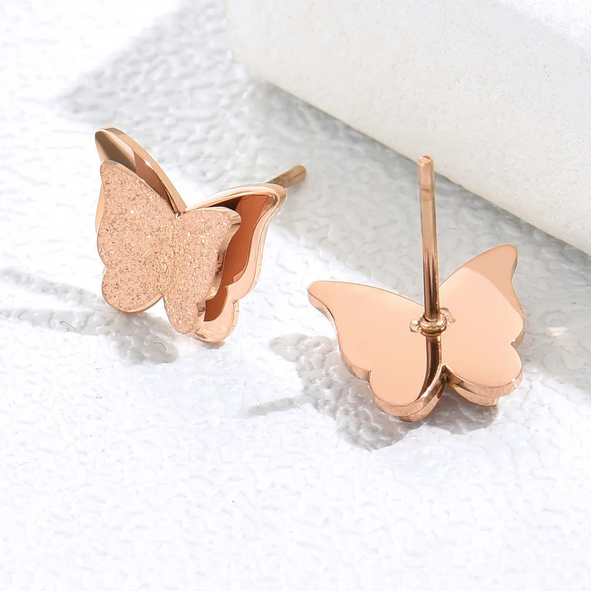 1 Pair Simple Style Butterfly Stainless Steel Plating Ear Studs