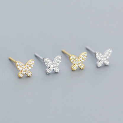 1 Pair Simple Style Butterfly Sterling Silver Plating Inlay Ear Studs