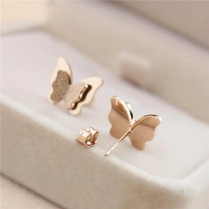 1 Pair Simple Style Butterfly Plating Titanium Steel 18k Gold Plated Ear Studs