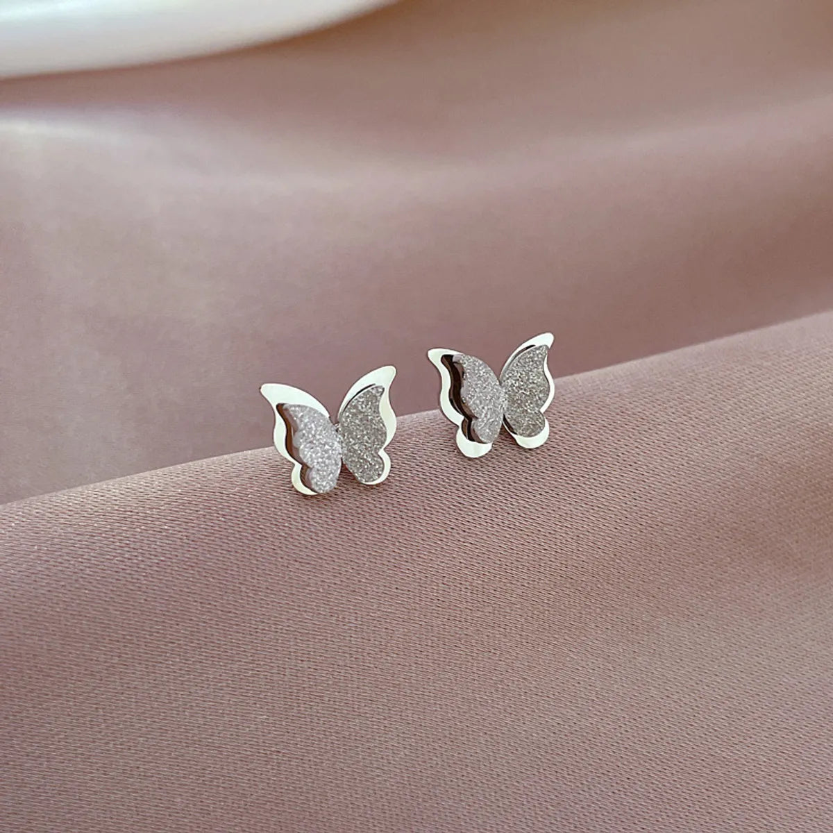 1 Pair Simple Style Butterfly Plating Titanium Steel Ear Studs