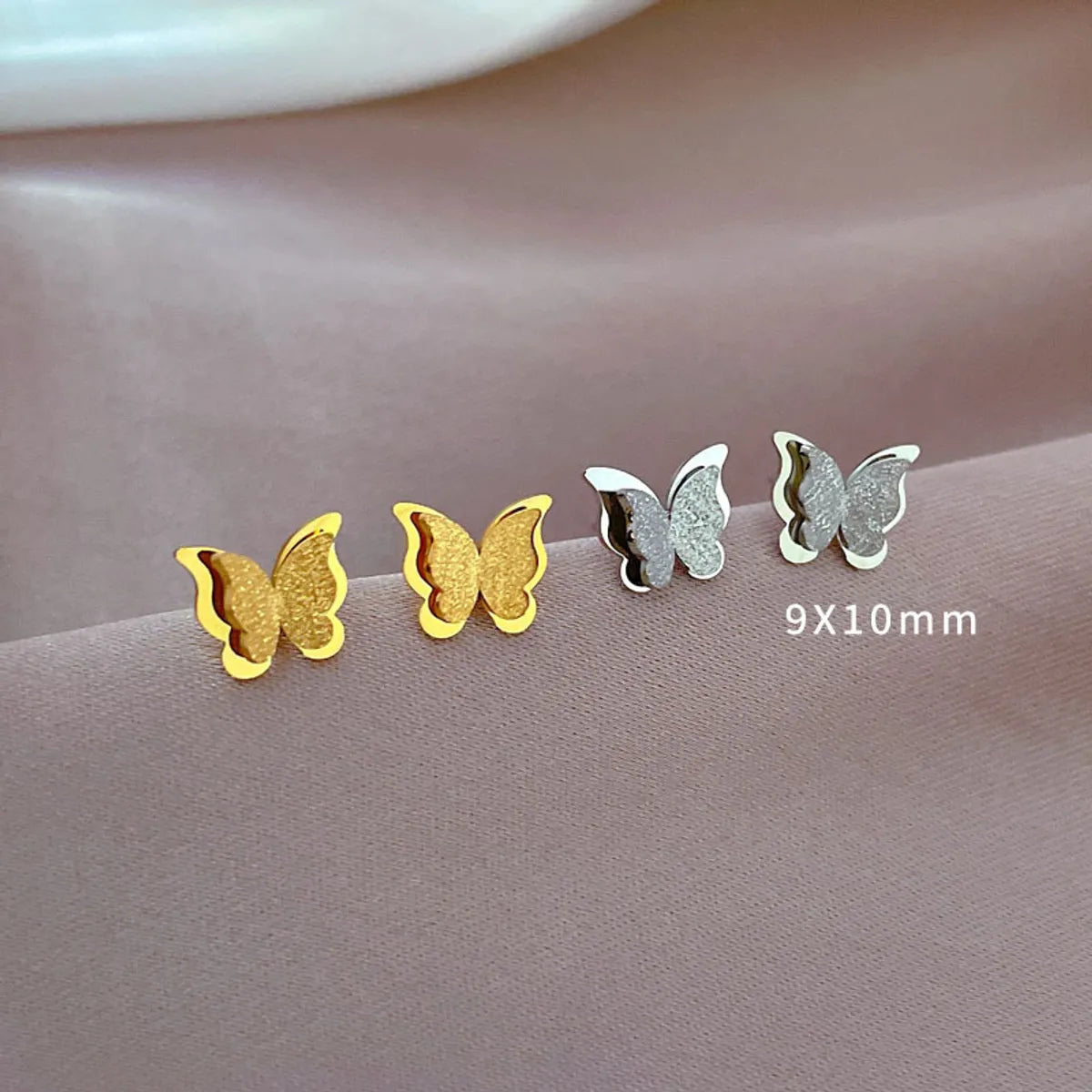 1 Pair Simple Style Butterfly Plating Titanium Steel Ear Studs