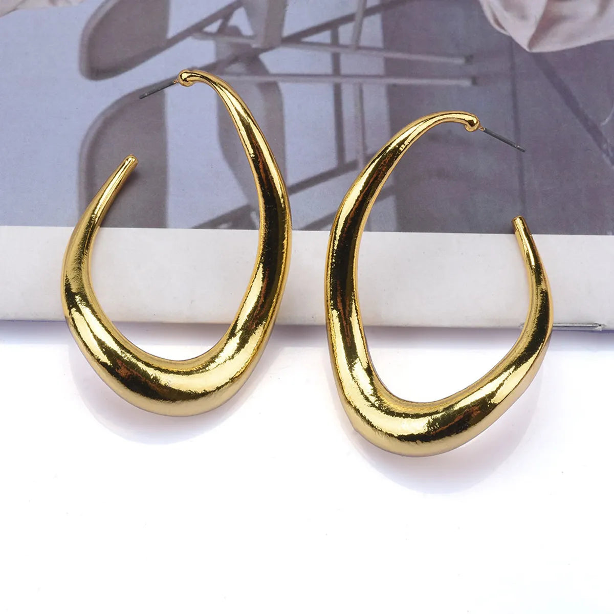 1 Pair Simple Style C Shape Asymmetrical Plating Metal Ear Studs