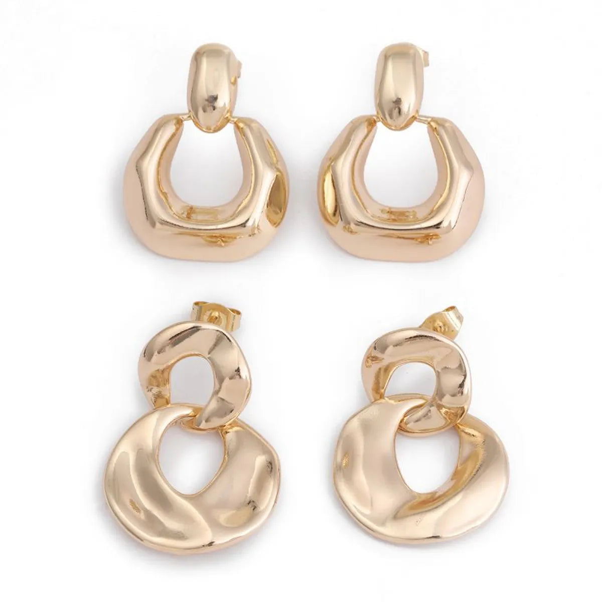 1 Pair Simple Style C Shape Circle Plating Copper 18k Gold Plated Drop Earrings