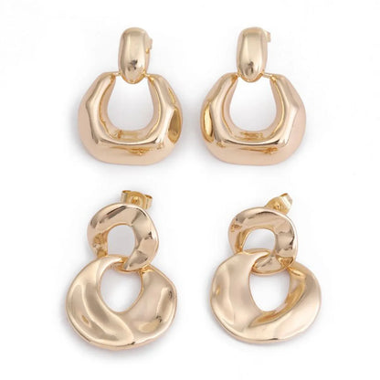 1 Pair Simple Style C Shape Circle Plating Copper 18k Gold Plated Drop Earrings