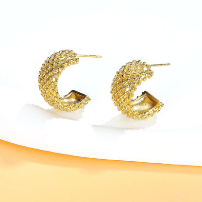 1 Pair Simple Style C Shape Copper 18K Gold Plated Ear Studs