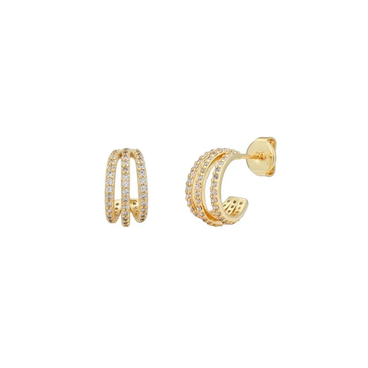 1 Pair Simple Style C Shape Plating Inlay Copper Zircon Gold Plated Ear Studs