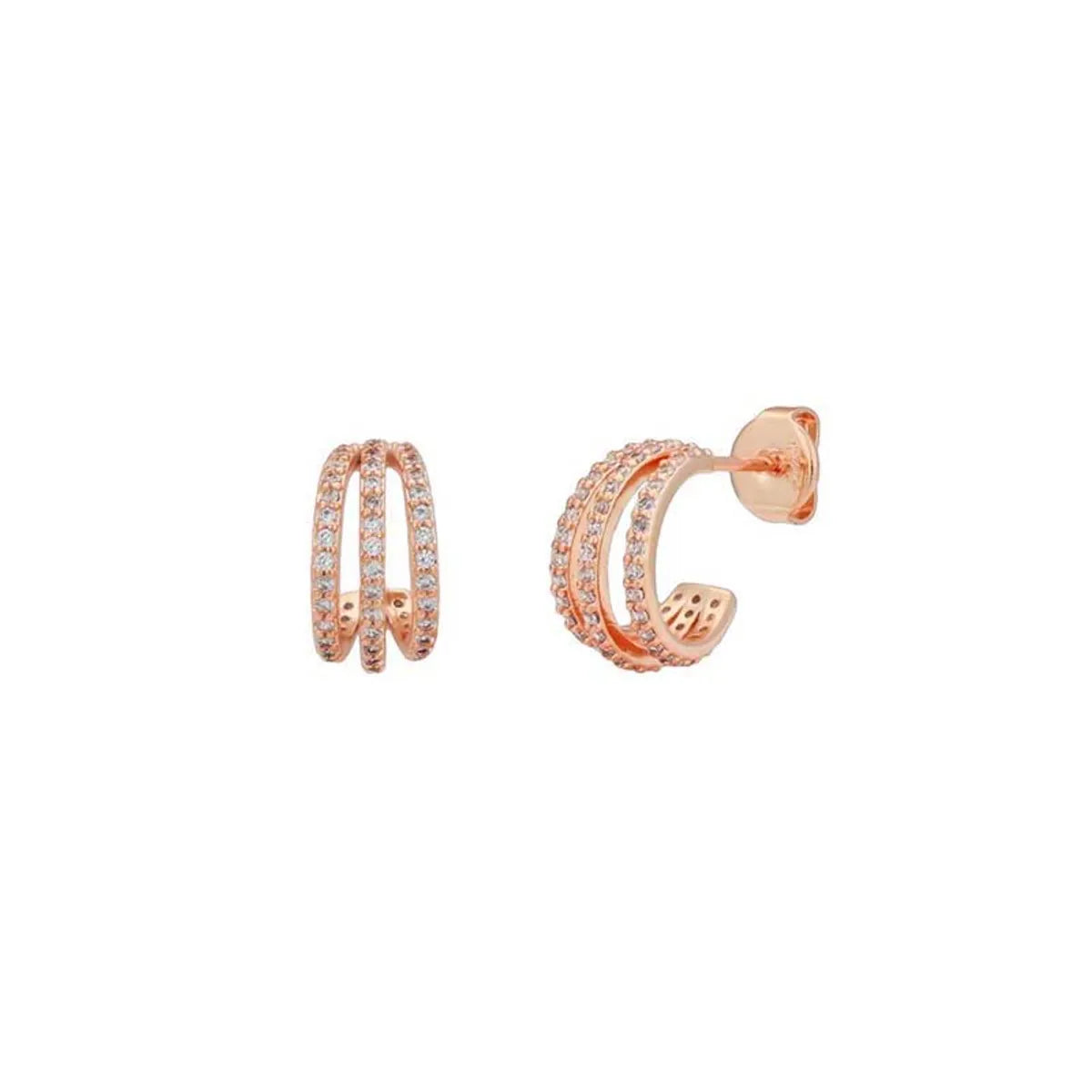 1 Pair Simple Style C Shape Plating Inlay Copper Zircon Gold Plated Ear Studs