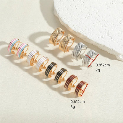 1 Pair Simple Style C Shape Enamel Copper 14K Gold Plated Ear Studs