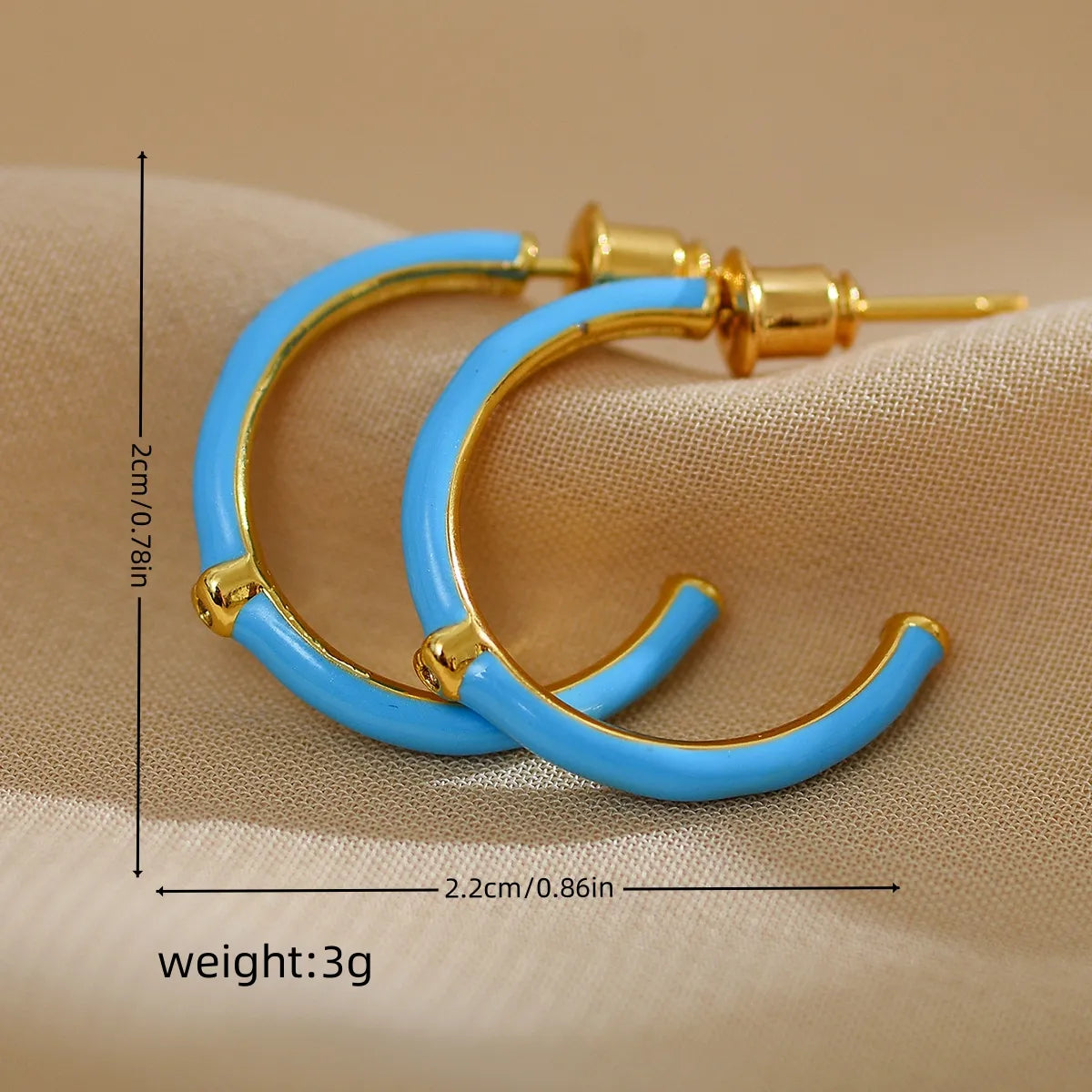 1 Pair Simple Style C Shape Enamel Plating Inlay Copper Zircon 18k Gold Plated Ear Studs