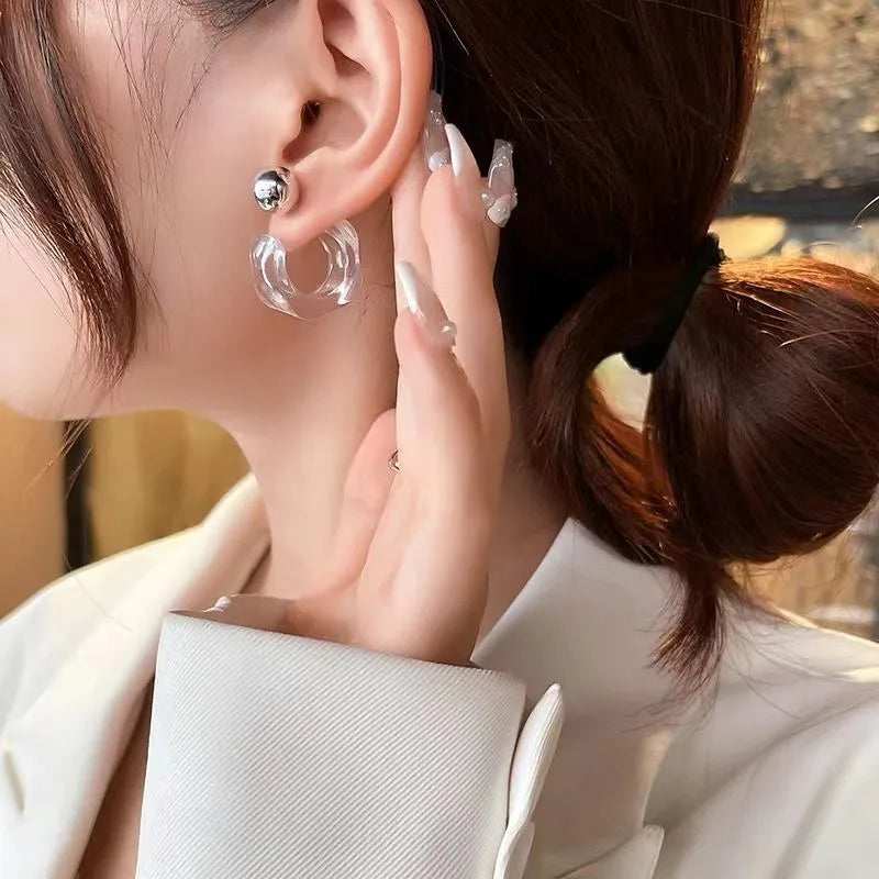 1 Pair Simple Style C Shape Geometric Arylic Ear Studs