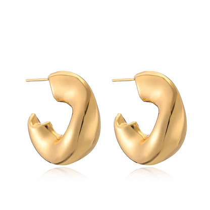 1 Pair Simple Style C Shape Geometric Plating Copper 18k Gold Plated Ear Studs