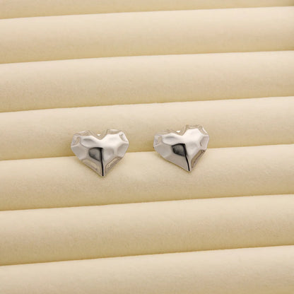 1 Pair Simple Style C Shape Heart Shape Rhombus Titanium Steel Ear Studs