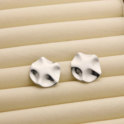 1 Pair Simple Style C Shape Heart Shape Rhombus Titanium Steel Ear Studs