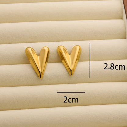 1 Pair Simple Style C Shape Heart Shape Rhombus Titanium Steel Ear Studs