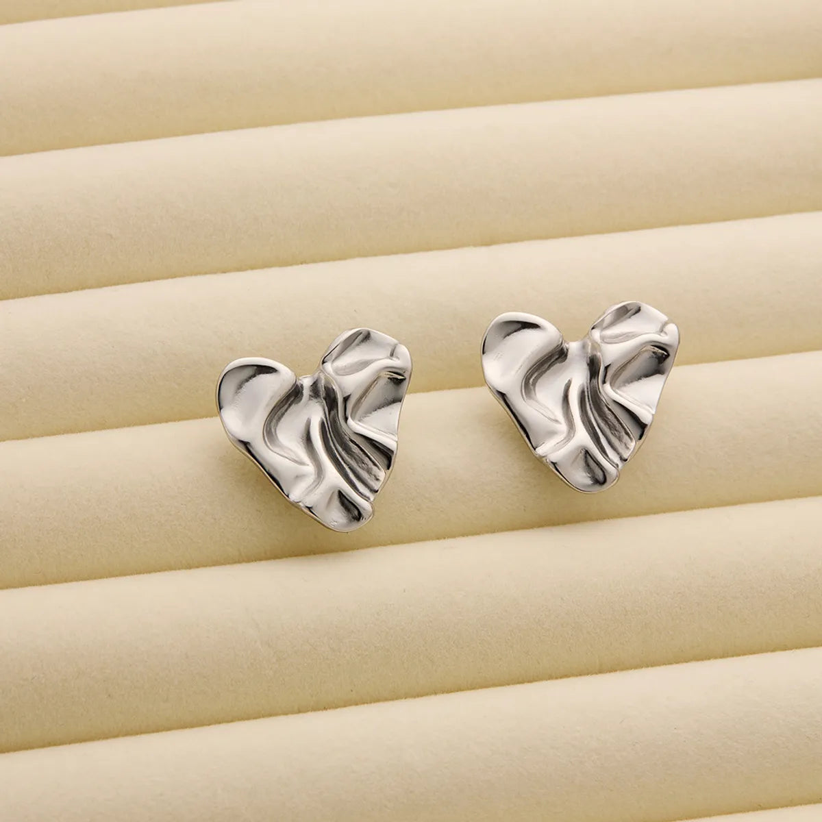 1 Pair Simple Style C Shape Heart Shape Rhombus Titanium Steel Ear Studs